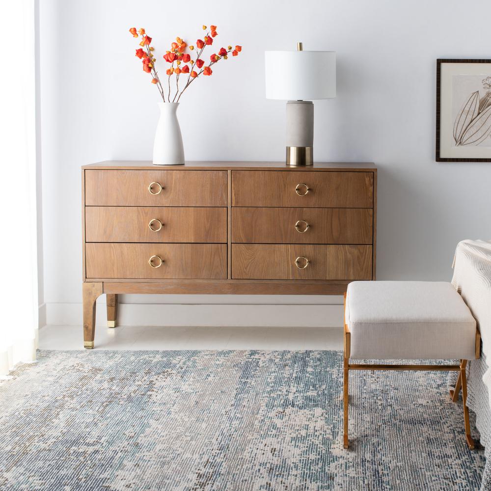Lorna 6 Drawer Contemporary Dresser, Rustic Oak