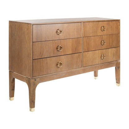 Lorna 6 Drawer Contemporary Dresser, Rustic Oak