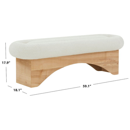 Carsen Boucle & Wood Bench
