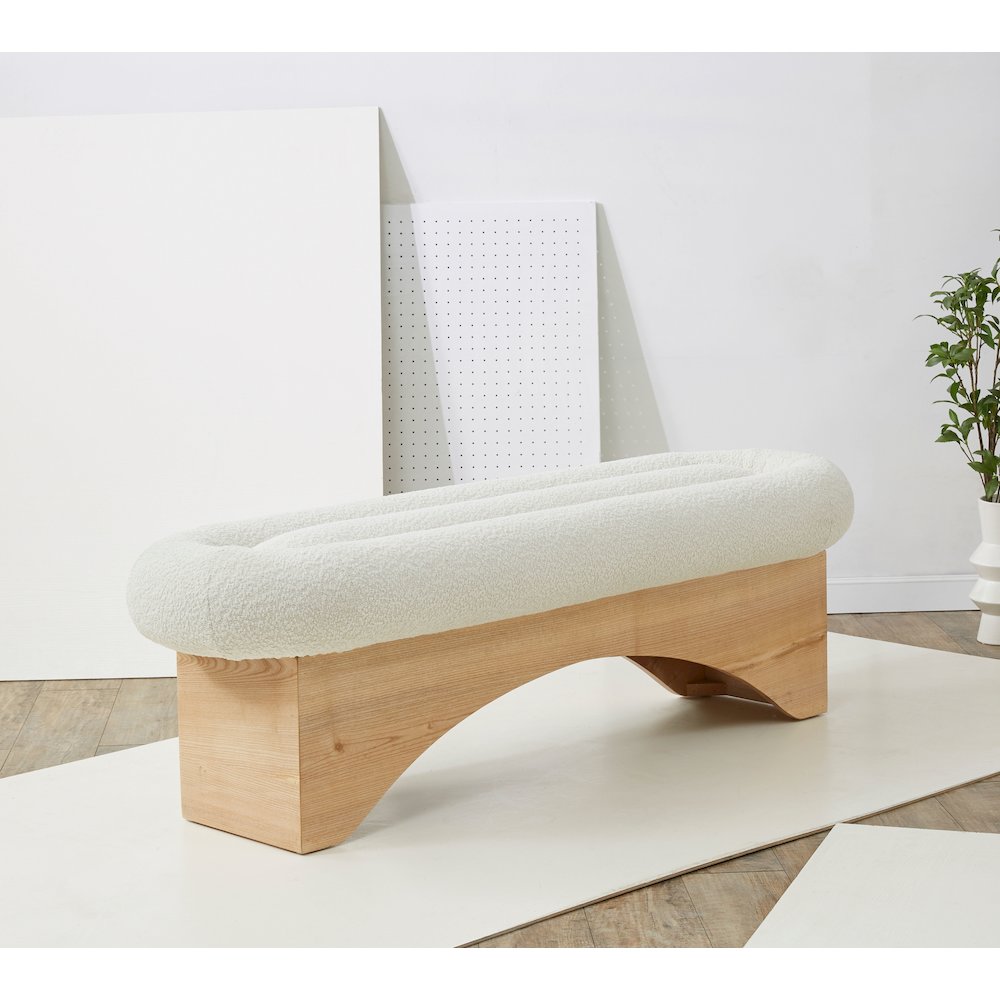 Carsen Boucle & Wood Bench