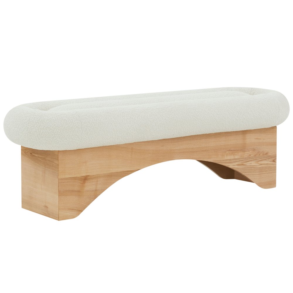Carsen Boucle & Wood Bench