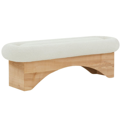 Carsen Boucle & Wood Bench