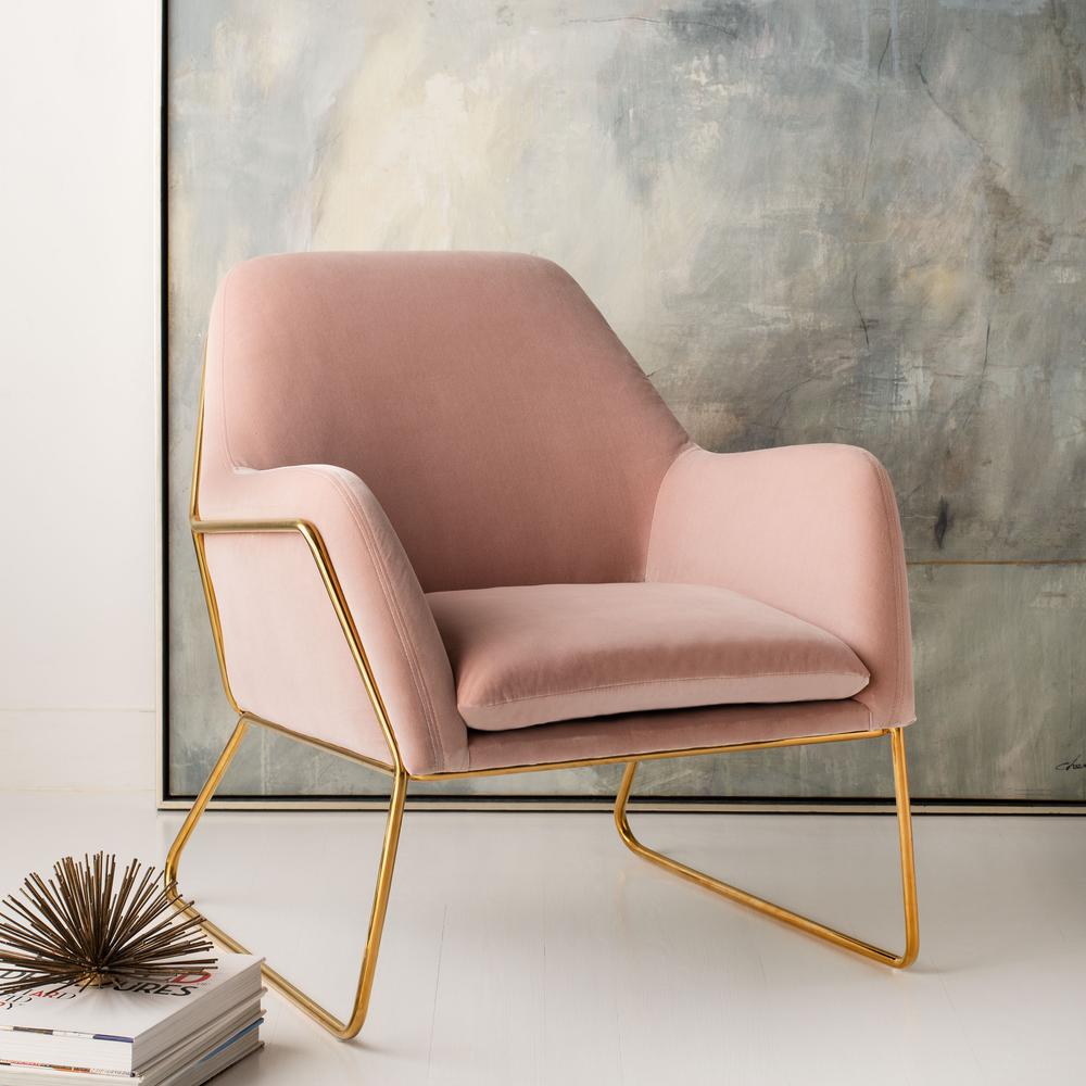 Misty Metal Frame Accent Chair, Blush