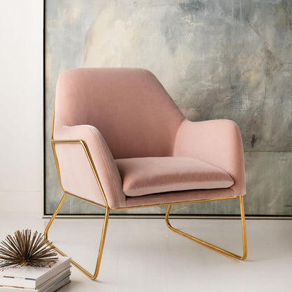 Misty Metal Frame Accent Chair, Blush