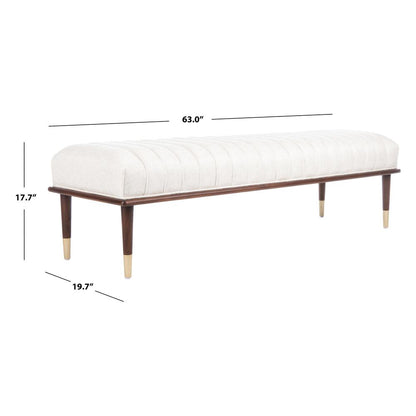 Flannery Mid-Century Bench, Cream