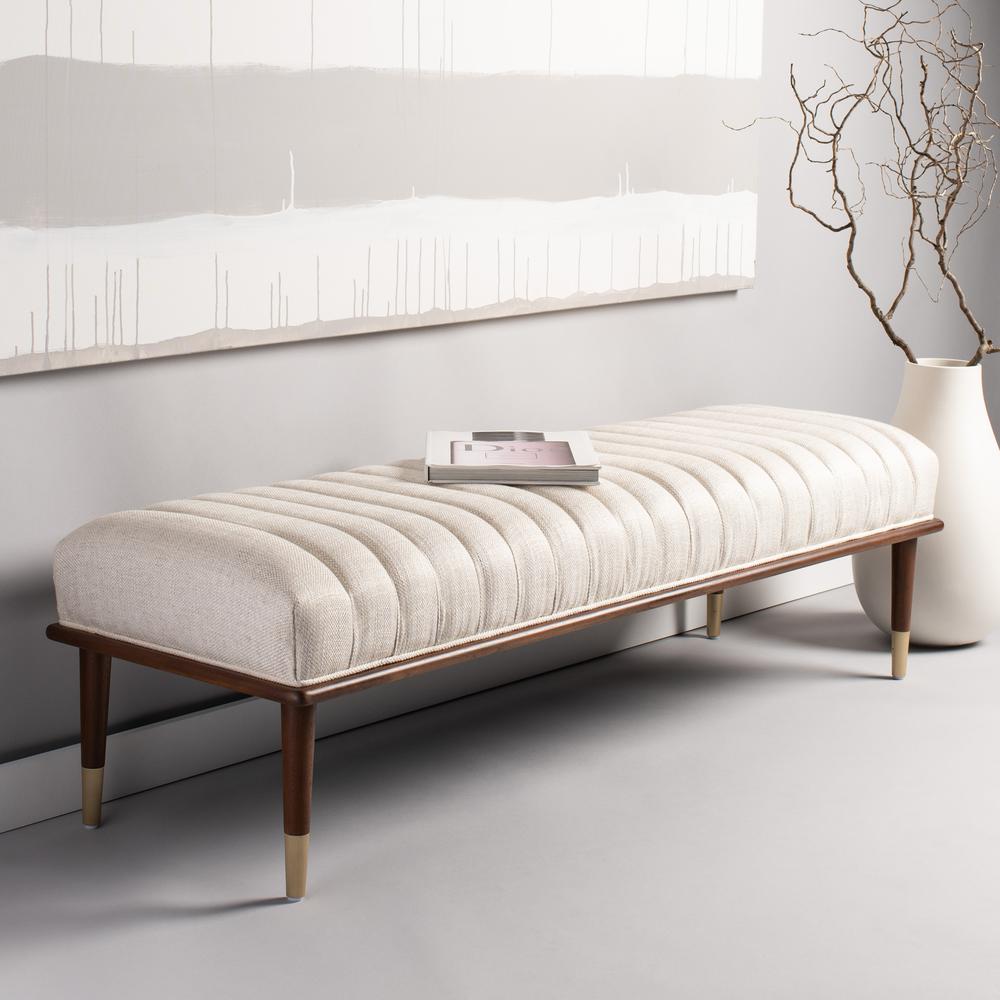 Flannery Mid-Century Bench, Cream