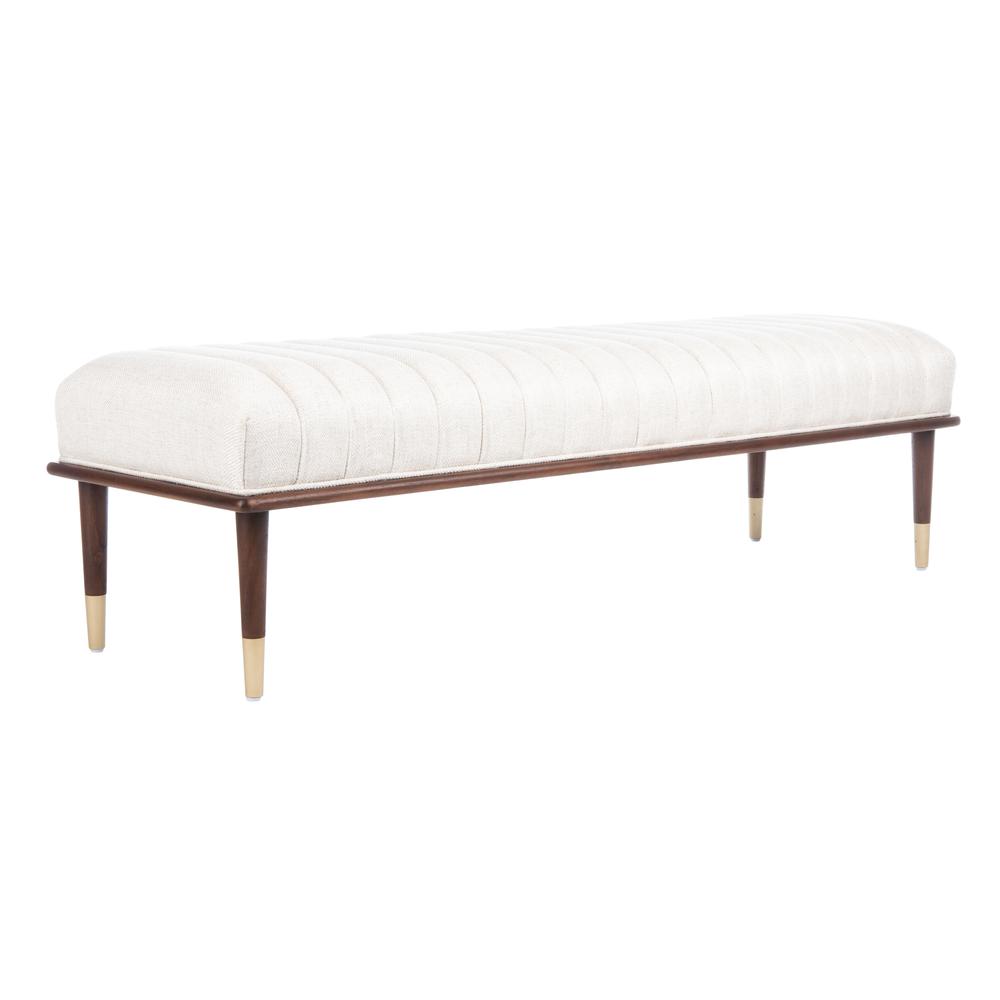 Flannery Mid-Century Bench, Cream