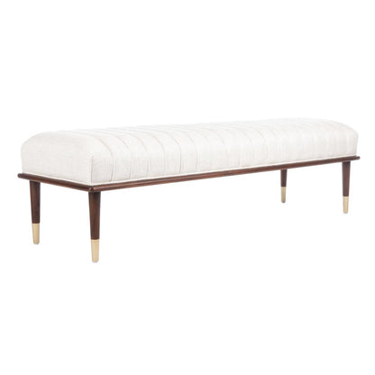 Flannery Mid-Century Bench, Cream