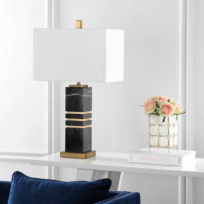 Jaxton Marble 27.5-Inch H Table Lamp , Black/Gold