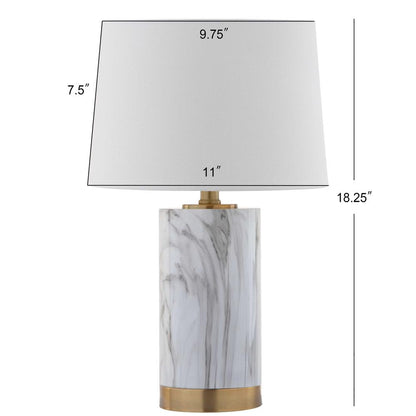 Clarabel Marble 18.25-Inch H Table Lamp, White/Black Marble