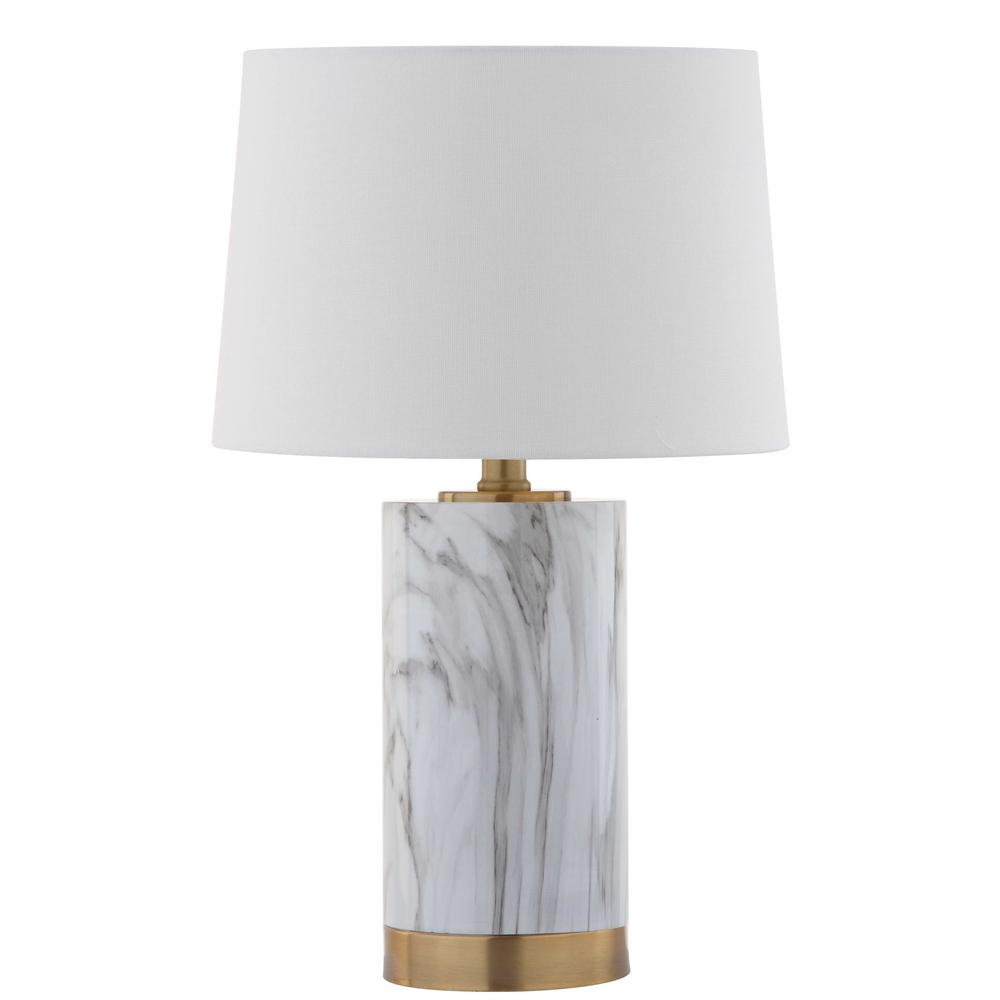 Clarabel Marble 18.25-Inch H Table Lamp, White/Black Marble