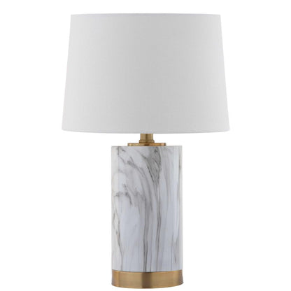 Clarabel Marble 18.25-Inch H Table Lamp, White/Black Marble