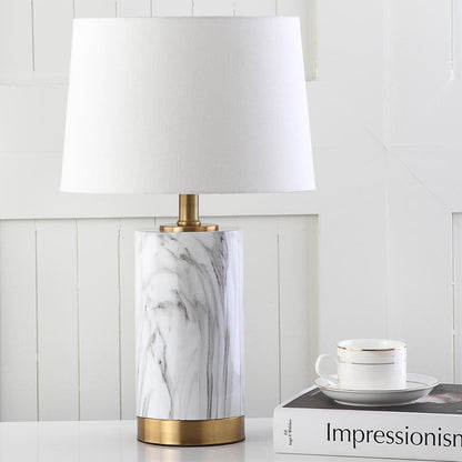 Clarabel Marble 18.25-Inch H Table Lamp, White/Black Marble