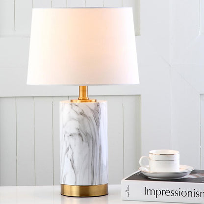 Clarabel Marble 18.25-Inch H Table Lamp, White/Black Marble