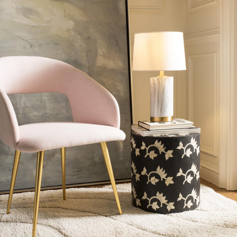 Clarabel Marble 18.25-Inch H Table Lamp, White/Black Marble