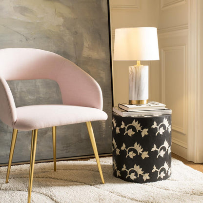 Clarabel Marble 18.25-Inch H Table Lamp, White/Black Marble