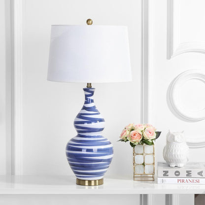 Aviana Table Lamp, White/Blue