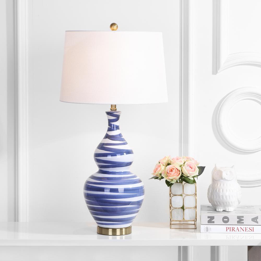Aviana Table Lamp, White/Blue