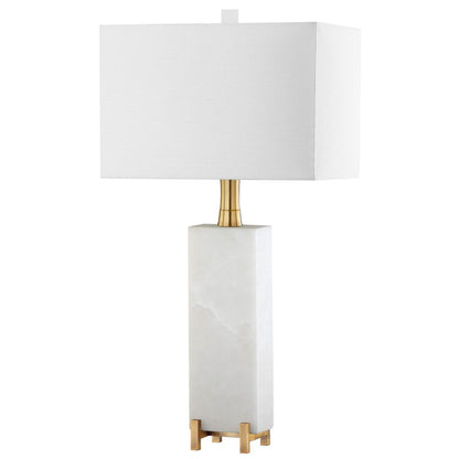 Sloane Alabaster Table Lamp, White/Brass Gold
