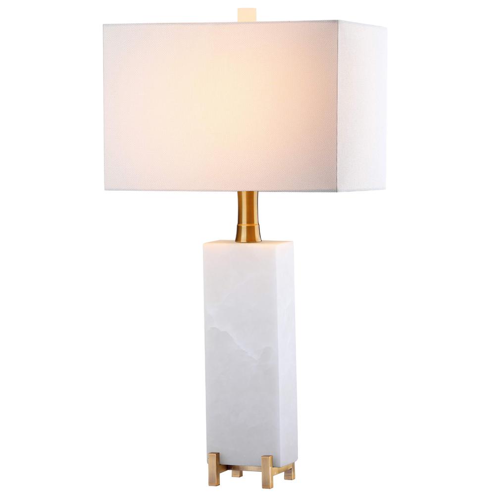 Sloane Alabaster Table Lamp, White/Brass Gold