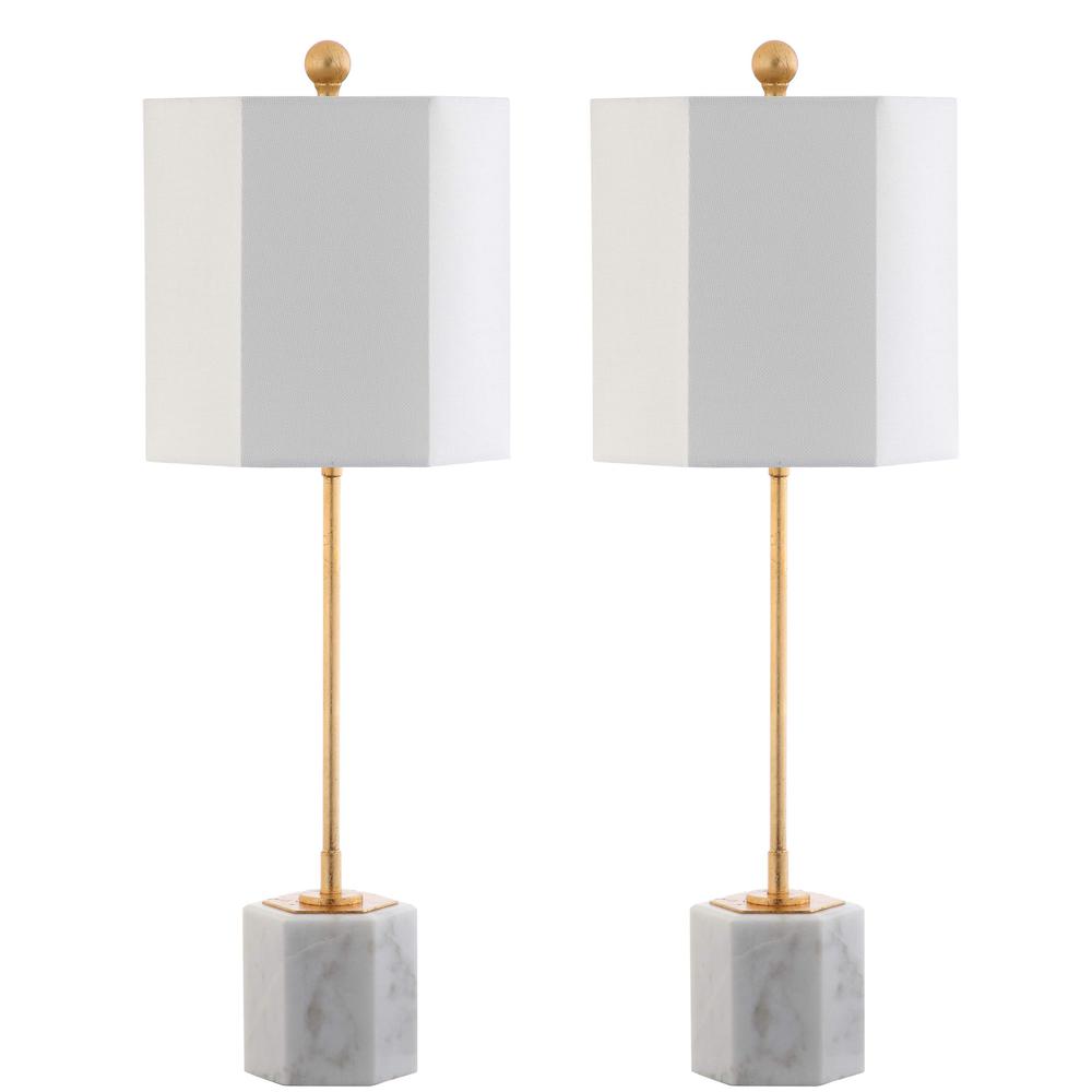 Magdalene Marble Table Lamp, White/Gold Leaf