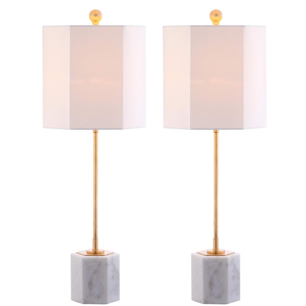 Magdalene Marble Table Lamp, White/Gold Leaf