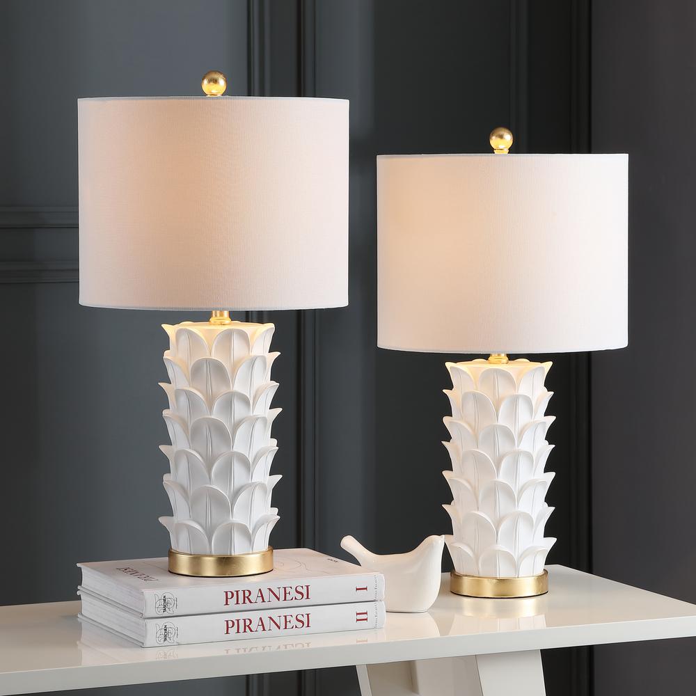 Nico Table Lamp, White/Gold Leaf
