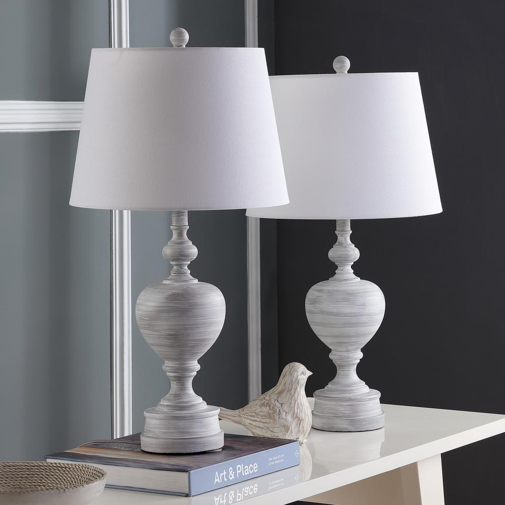 Alban Table Lamp, White Wash, set of 2