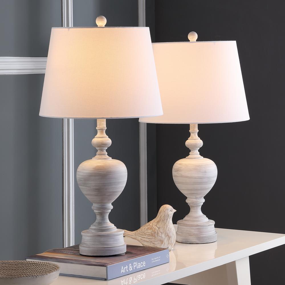 Alban Table Lamp, White Wash, set of 2