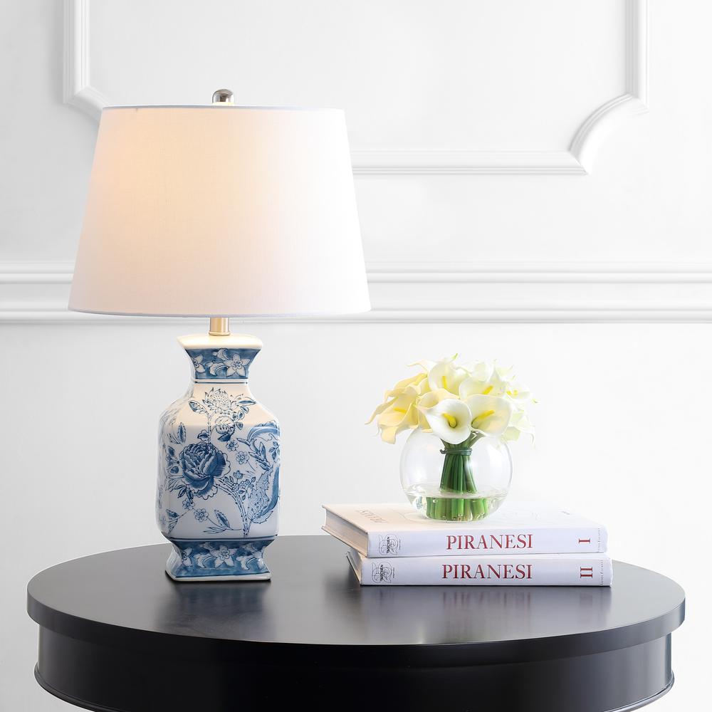 Mayson Table Lamp, Blue/White