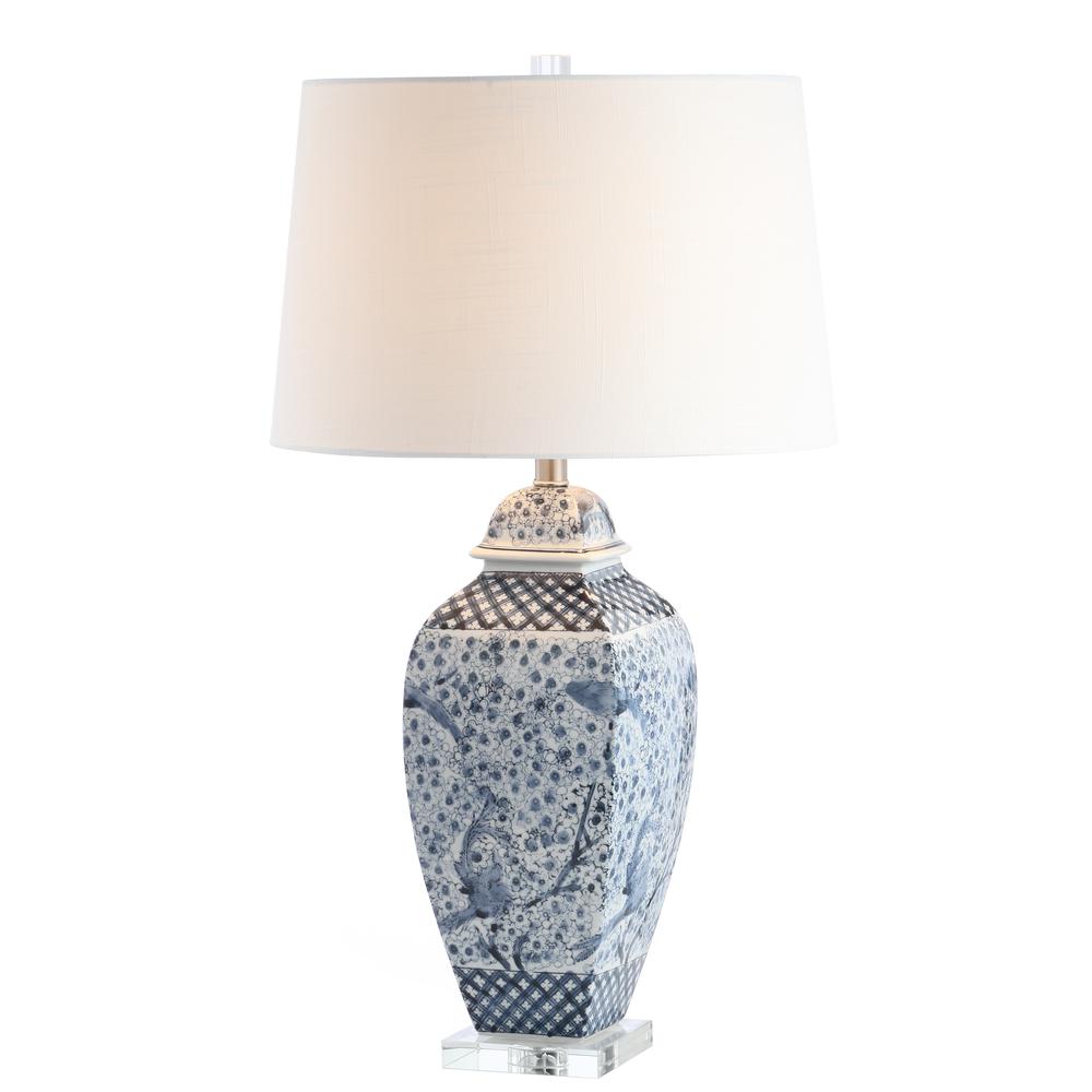 Braeden Table Lamp, Blue/White