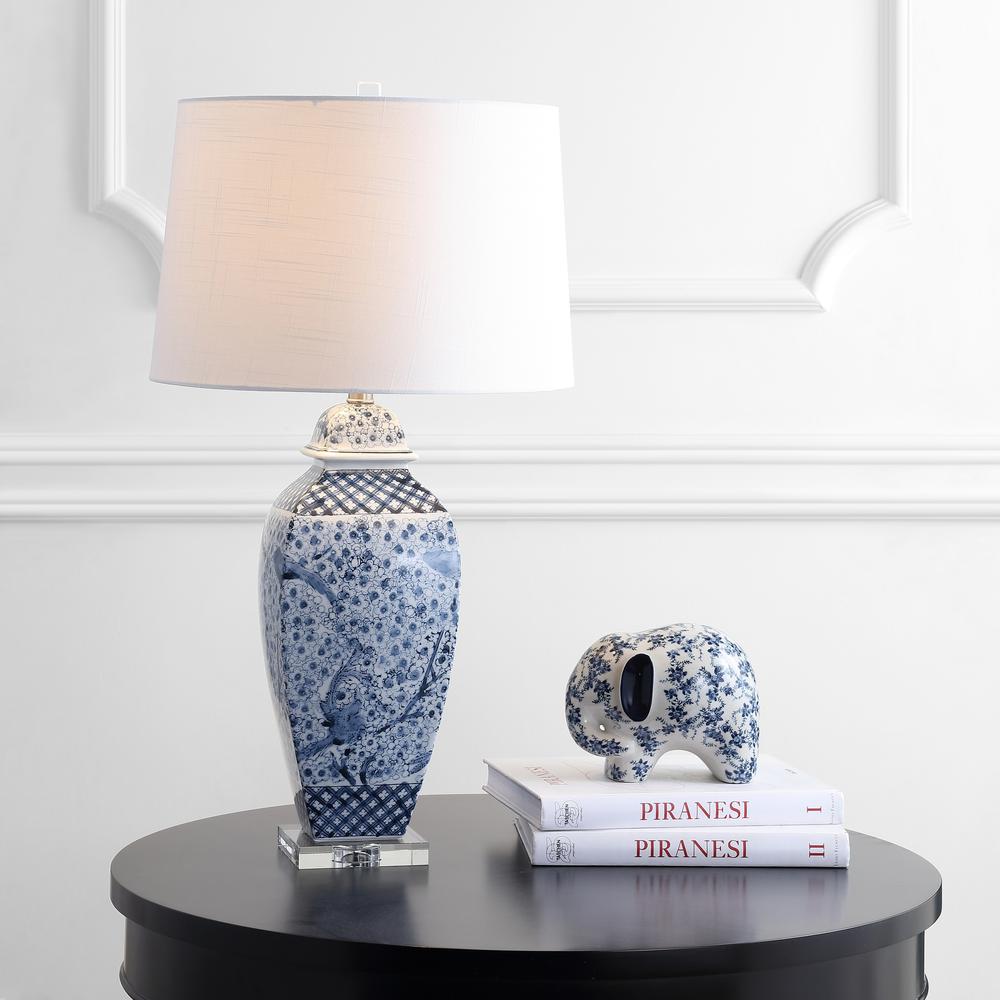 Braeden Table Lamp, Blue/White