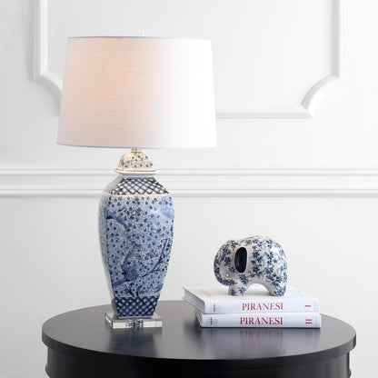 Braeden Table Lamp, Blue/White