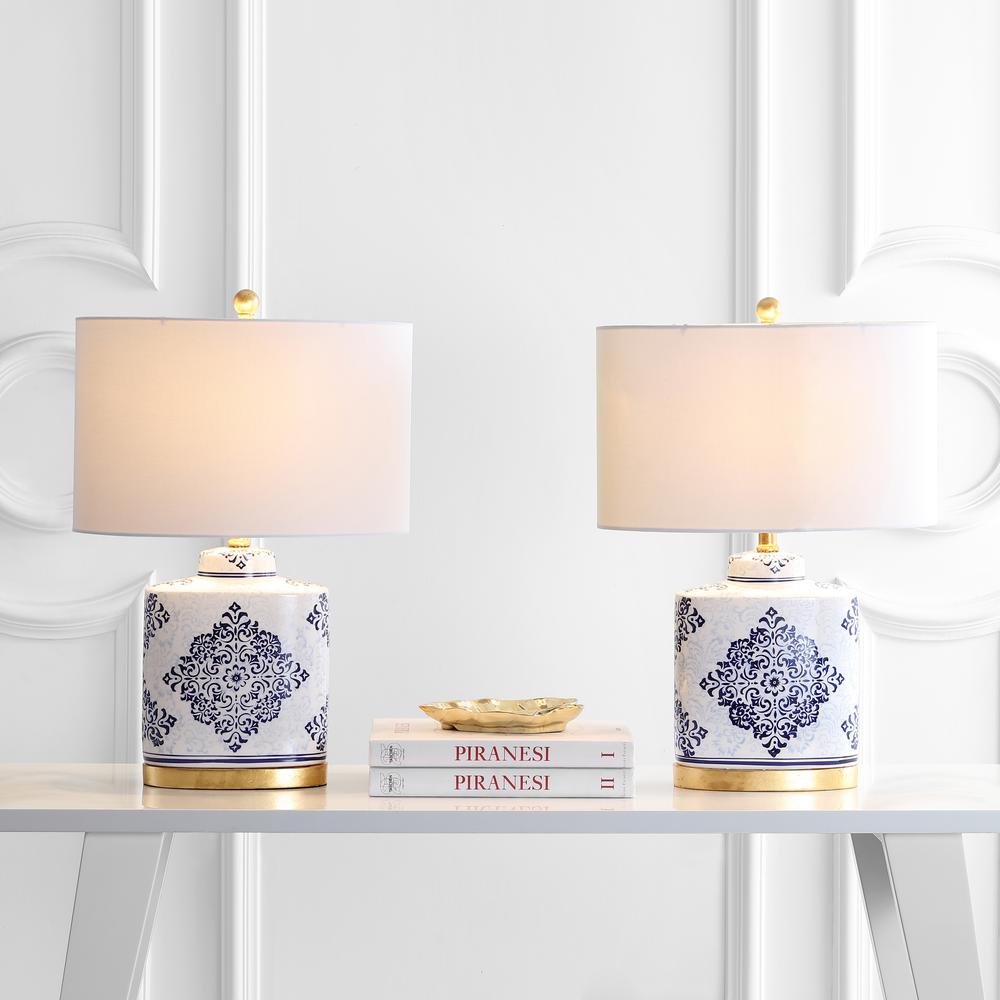 Kamdyn Table Lamp, Blue/White