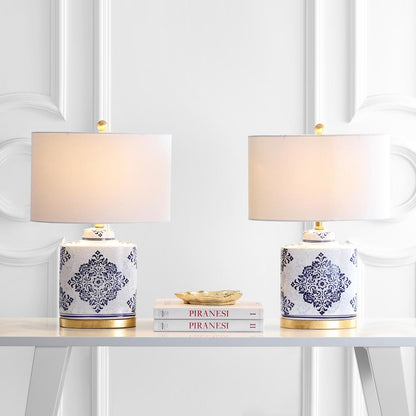 Kamdyn Table Lamp, Blue/White