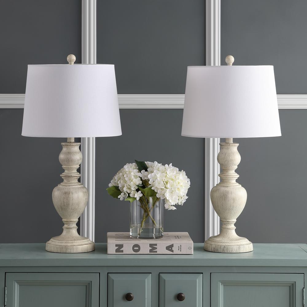 Zabi Table Lamp, White Wash