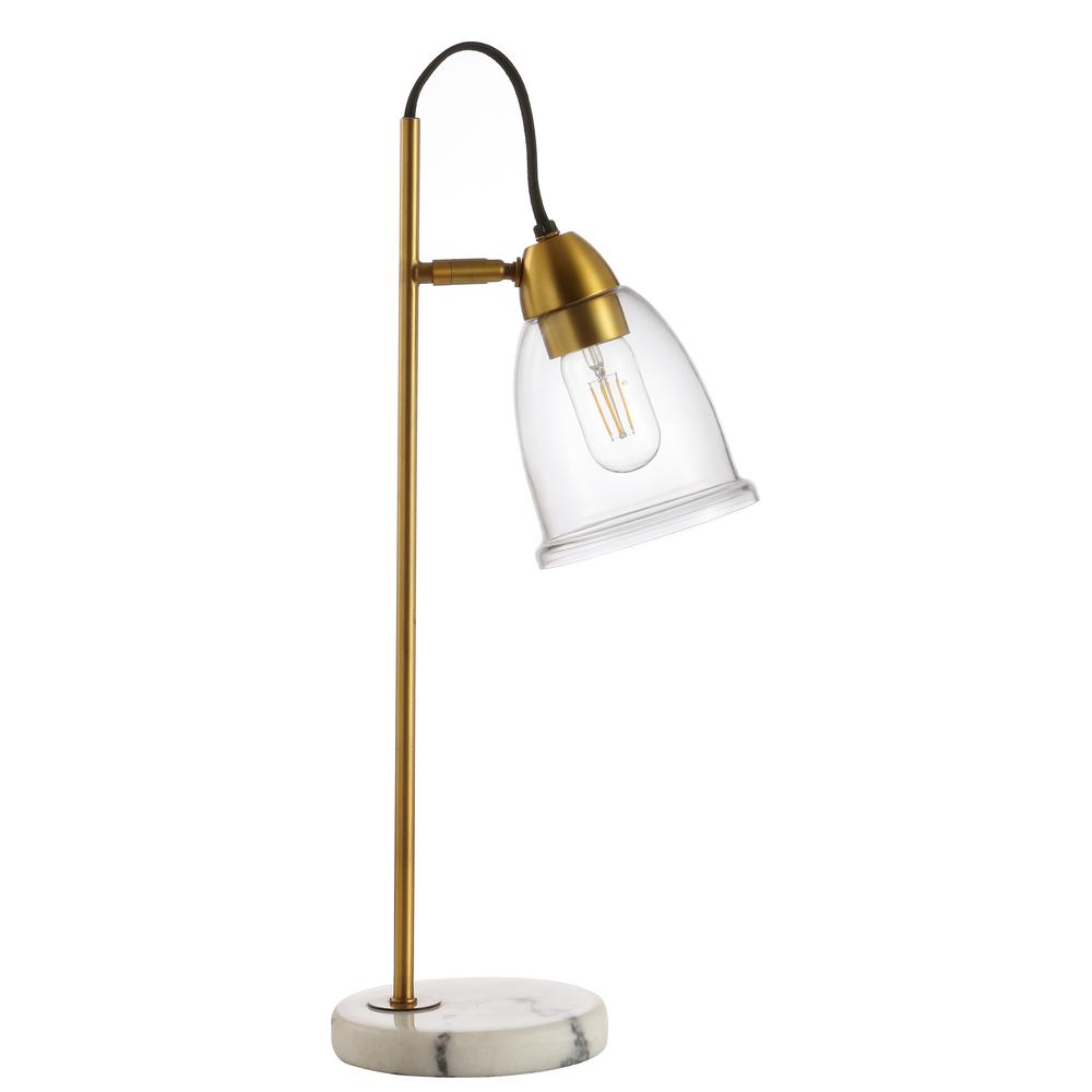 Gibson Table Lamp, White/ Brass Gold/Clear