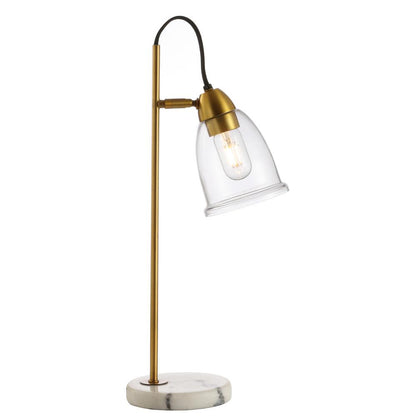 Gibson Table Lamp, White/ Brass Gold/Clear