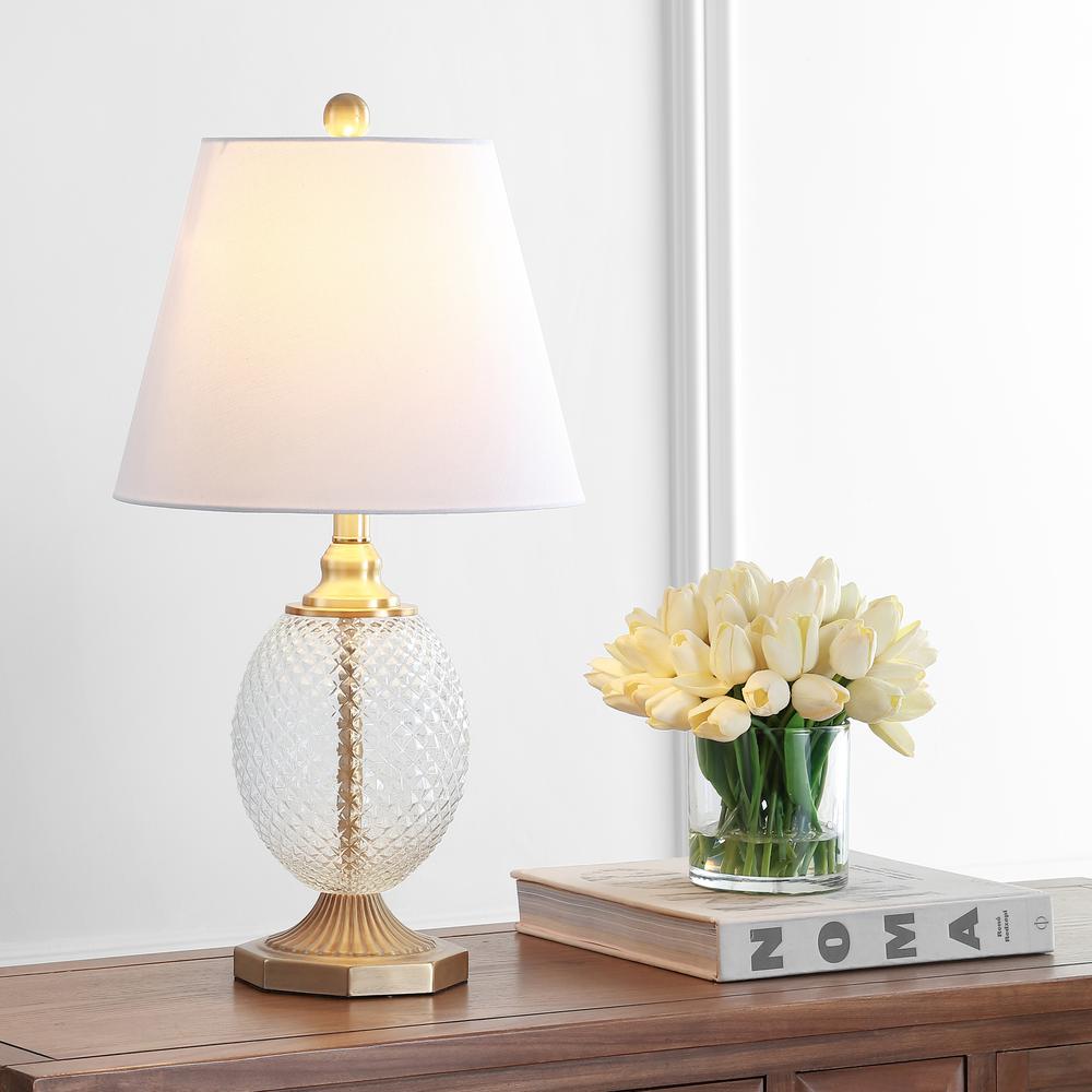 Kaiden Table Lamp, Clear/Brass Gold