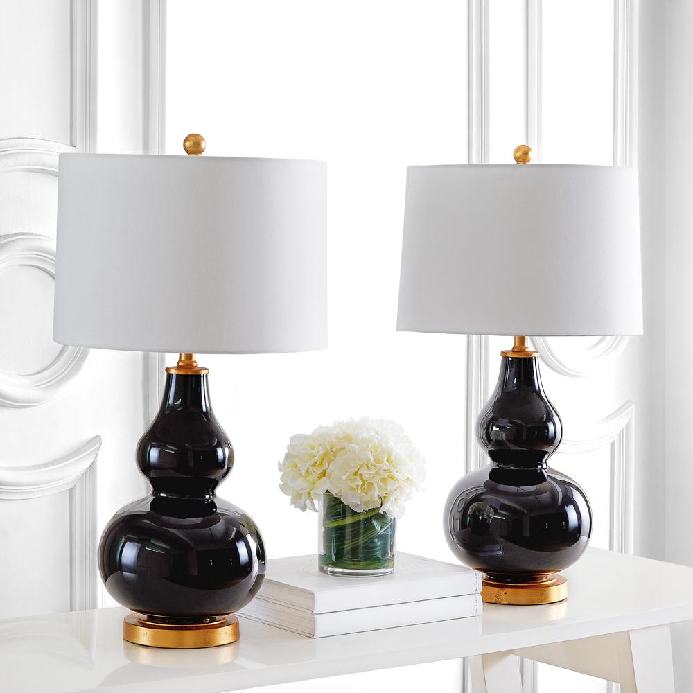 Karlen Table Lamp, Black/Gold Leaf