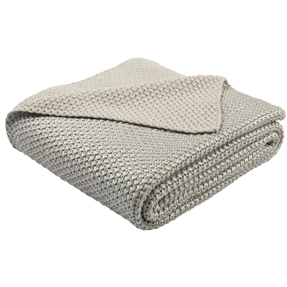 Tickled Grey Knit Throw, Palewisper
