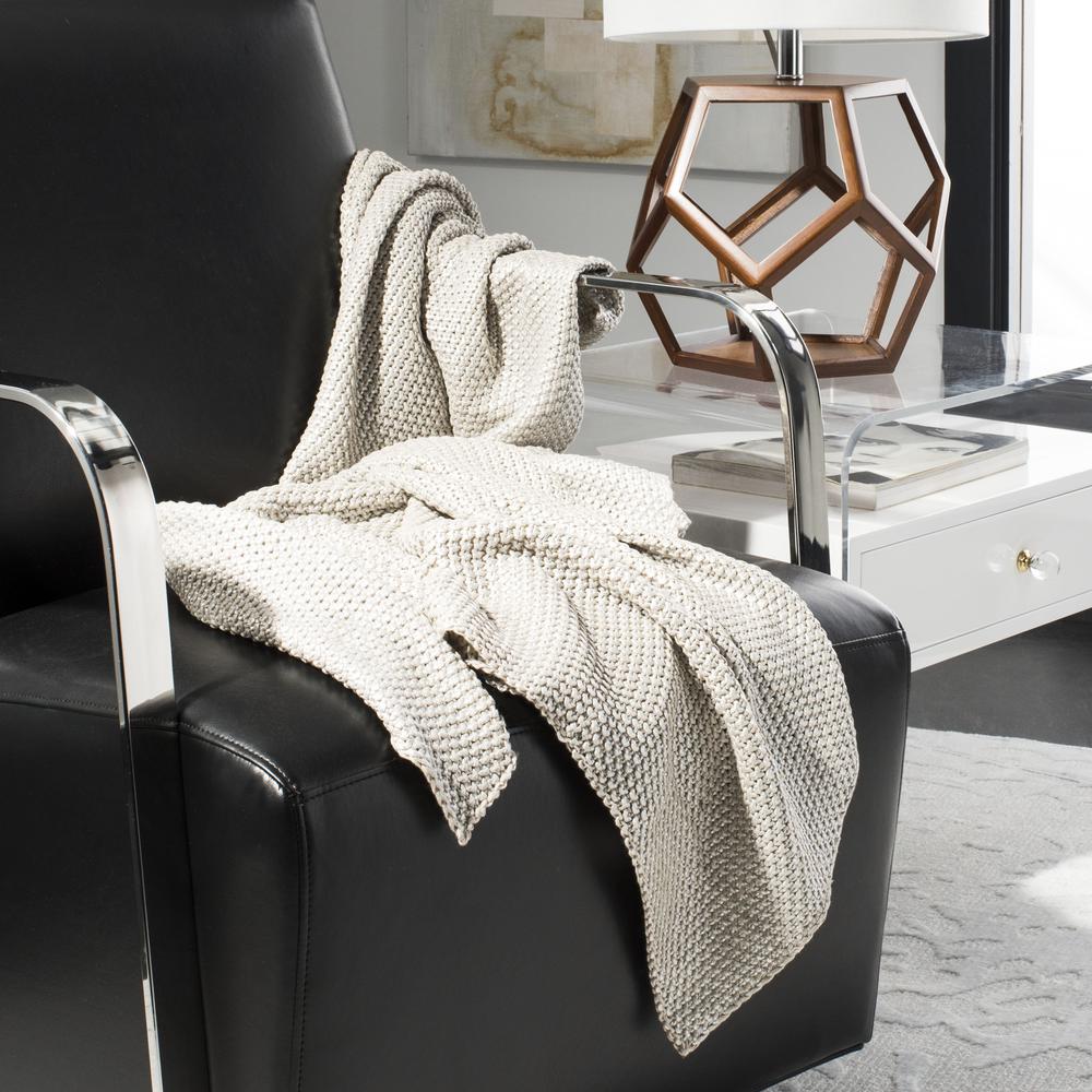 Tickled Grey Knit Throw, Palewisper