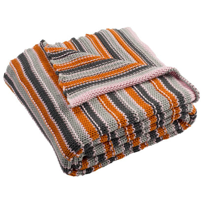 Candy Stripe Knit Throw, Light Grey/Dark Grey/Orange/Pink