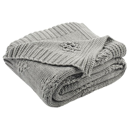 Cozy Knit Throw, Medium Grey/Light Grey