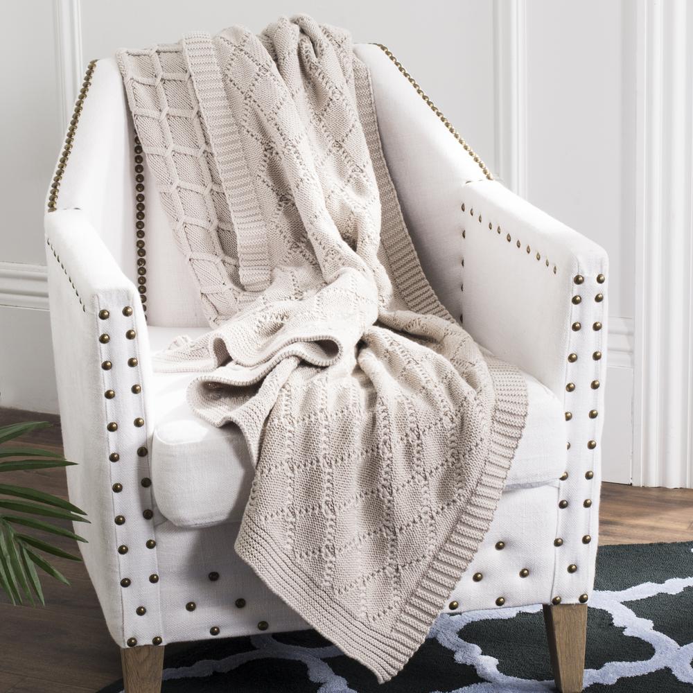 Petal Knit Throw, Palewisper