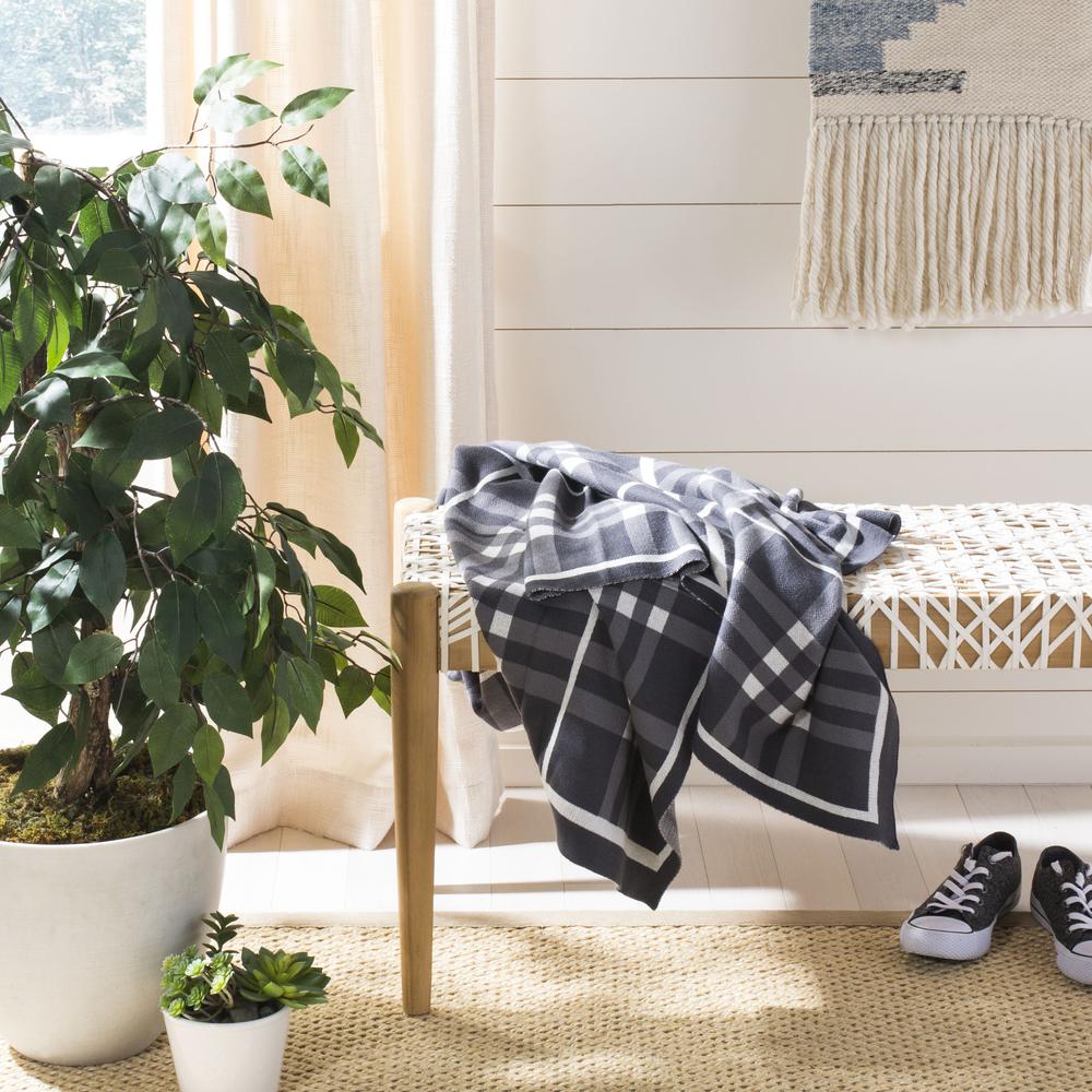 Unity Gingham Knit Throw, Dark Grey/Medium Grey/Ivory