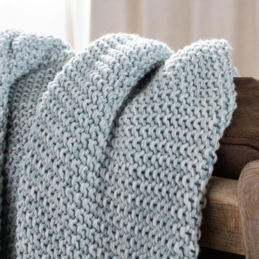 Liliana Knit Throw, Dull Blue/Natural