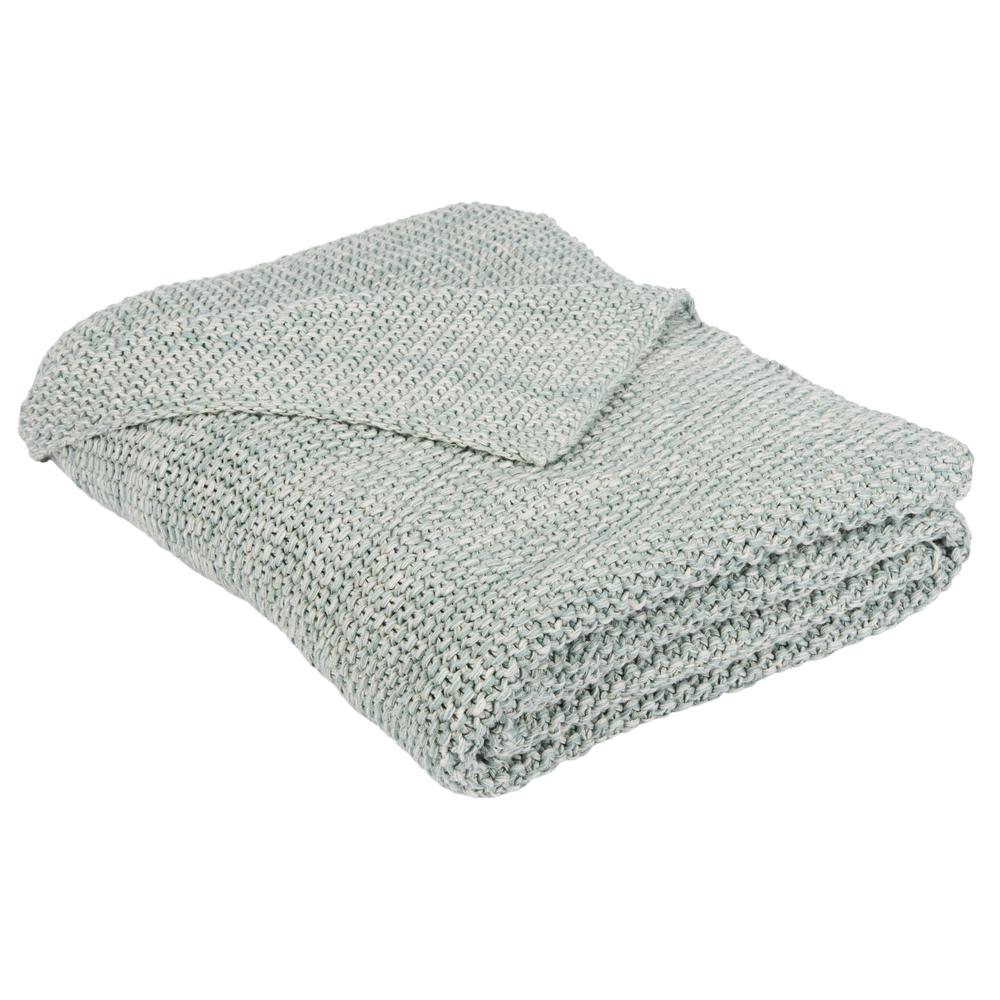 Liliana Knit Throw, Dull Blue/Natural