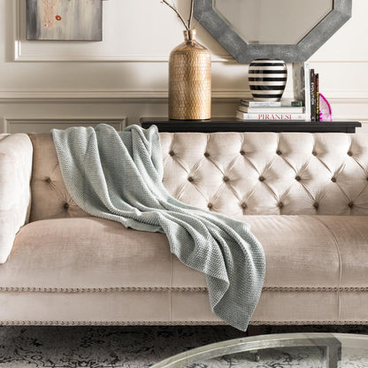 Liliana Knit Throw, Dull Blue/Natural