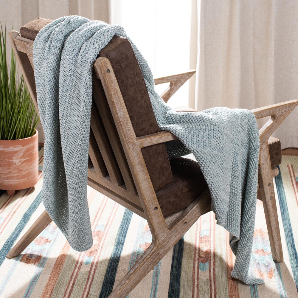 Liliana Knit Throw, Dull Blue/Natural